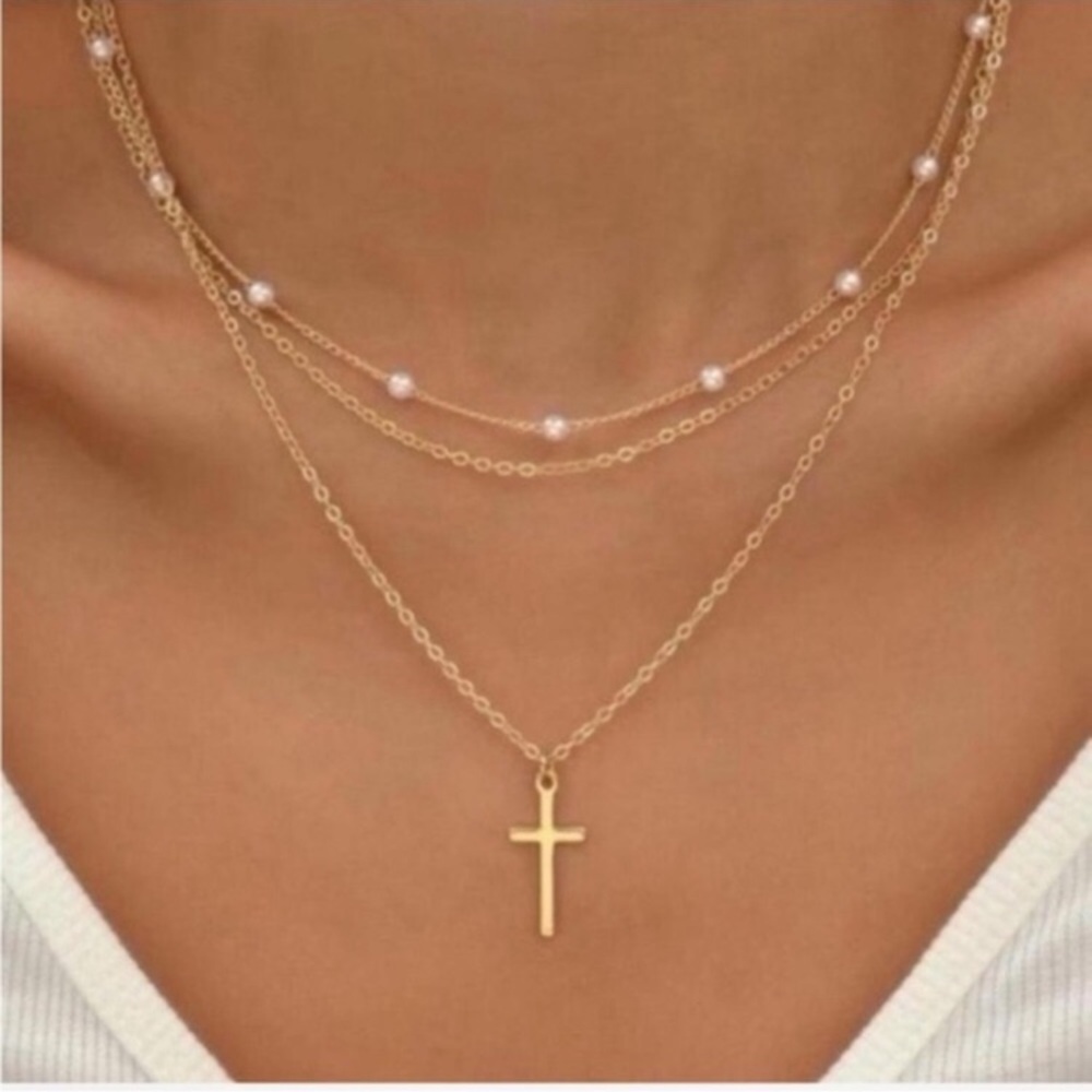 Cross Necklace 18k gold plated New